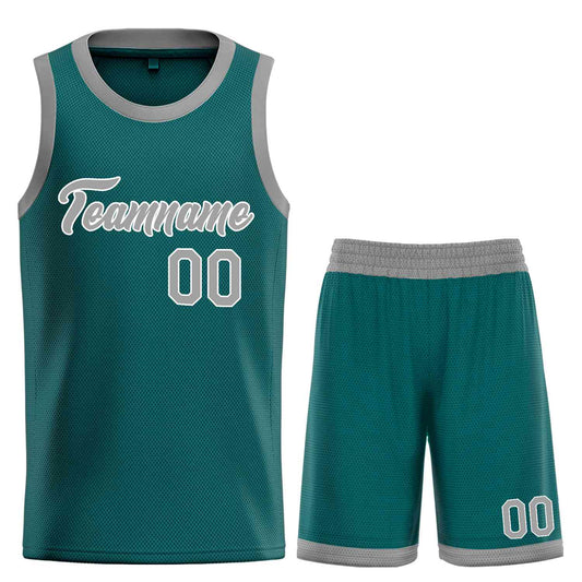 Custom Aqua Gray-White Heal Sports Uniform Classic Sets Basketball Jersey