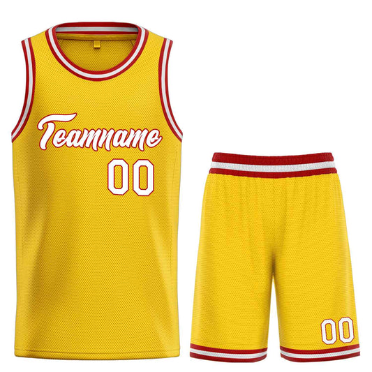 Custom Yellow White-Red Heal Sports Uniform Classic Sets Basketball Jersey