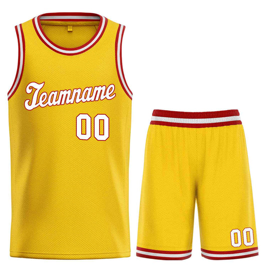 Custom Yellow White-Red Classic Sets Sports Uniform Basketball Jersey