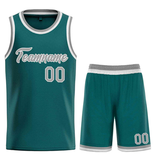Custom Aqua Gray-White Heal Sports Uniform Classic Sets Basketball Jersey