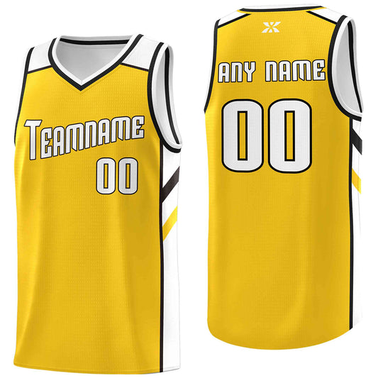 Custom Yellow White-Black Classic Tops Style Mesh Sport Basketball Jersey