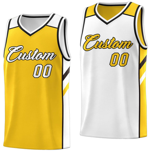 Custom Yellow White Double Side Tops Casual Basketball Jersey