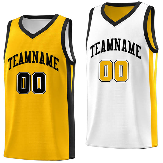Custom Yellow White Double Side Tops Basketball Jersey