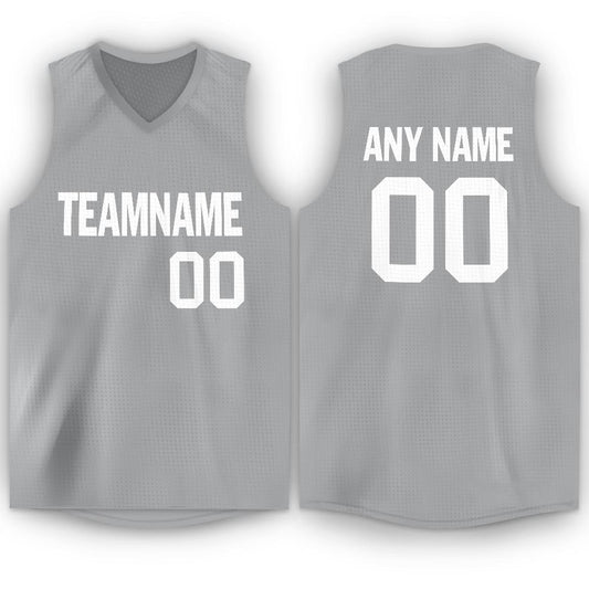 Custom  Gray White Classic Tops Breathable Basketball Jersey
